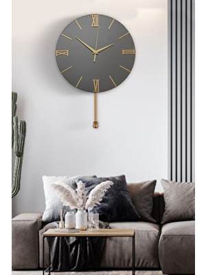 Helvacıoğlu Aksesuar Modern Tasarımlı Gerçek Füme Aynalı Metal Duvar Saati 30 cm Yuvarlak