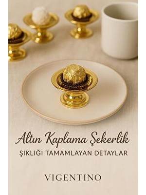 6'lı Abs Dekoratif Gold Kaplama Şekerlik Kase 6'lı Makaronluk Kahve Yanı Sunumluk Lokumluk