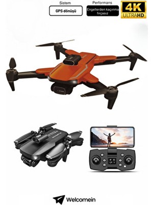 Welcomein 4K Hd Kameralı Katlanabilir Drone Engel Tanıma Uzaktan Kumandalı Uzun Menzil GPS Destekli