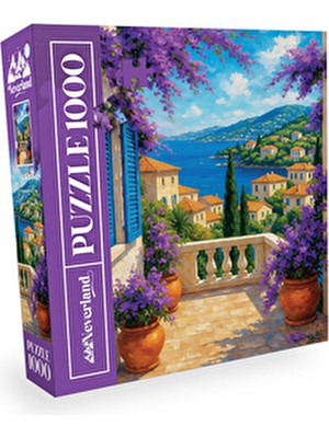 Neverland 1000 Parça Puzzle - Bougainvillea Sea View Yüksek Kaliteli Karton Zorluk Seviyesi 10+ Yaş (Begonvilli Deniz Manzarası)