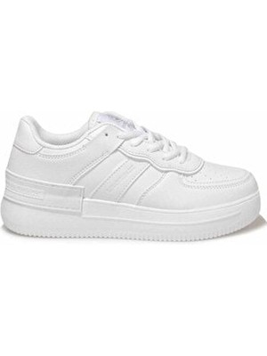 Lumberjack Kadın Beyaz Spor Ayakkabı Unisex Cinsiyet için Hafif ve Esnek Suni Deri Bağcıklı Model