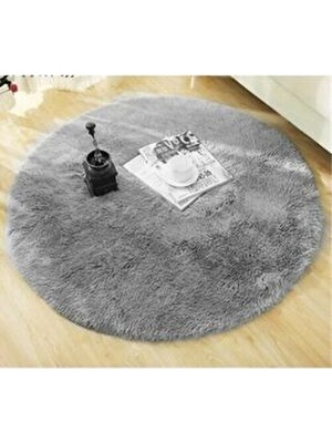 Seria Hali Overloklu Yuvarlak Peluş Post Halı Pofuduk Kaydırmaz Jel Taban Halı