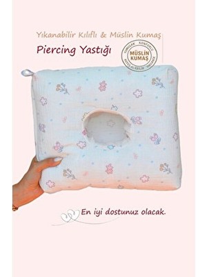 Sacce Scarves & Accessories Piercing Yastığı – Yıkanabilir Kılıflı Çiçekli Müslin – Kulak Delme Sonrası Özel Uyku Yastığı