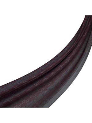 Ipekevi Monogram Desenli Tensel Şal  02891-MÜRDÜM Füme