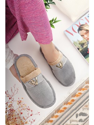 Kadın Ev Terliği Peluş Yıkanabilir Içi Yünlü Kürklü Terlik Misafir Çeyiz Bohça Gelin Terliği