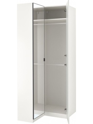 Pax Köşe Gardırop, Parlak Cila Beyaz-Ayna, 111/88X236 cm