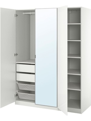 Pax Gardırop, Parlak Cila Beyaz-Ayna