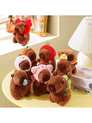 Capybara Hoodie Peluş Oyuncak Anahtarlık Sevimli Bebek Hayvan Figürlü Çanta & Araba Süsü Tatlı Aksesuar