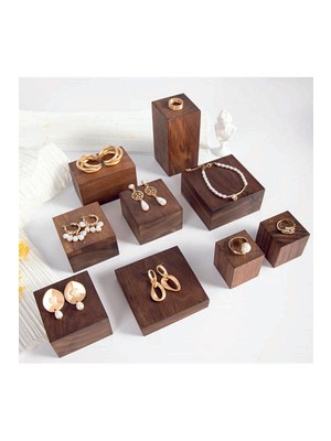 Ahşap Takı Sergileme Podyumu, Takı Düzenleyici Stand, Yüzük, Bilezik, Küpe Sergileme Standları Set 2