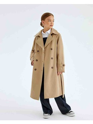Tude Kids Yeni Sezon Kız Çocuk Kruvaze Trençkot