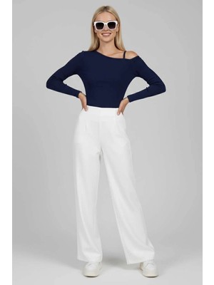 Tek Omuz Ipli Bluz Lacivert T4328