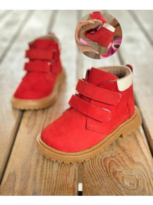 Ultra Esnek Hafif Tabanlı Çocuk Bot Gerçek Deri Cırtlı Bebe Bot