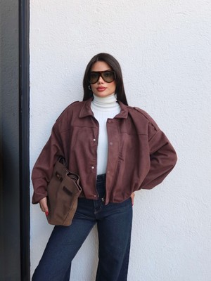 Apoletli Süet Bomber Ceket
