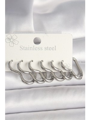 Bfs 316L Çelik Gümüş Renk Kalp Model Kadın Küpe Seti