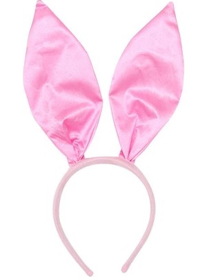 Bfs     Pembe Renk Saten Kaplama Şekil Verilebilir Tavşan Kulak Taç 35X11 cm