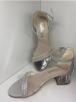 P705 Gümüş Topuklu Ayakkabı