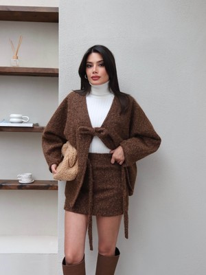 Esra Helvacı Kadın Kırçıllı Kısa Kaşe Etek Günlük Tarz 40 cm Bel 66 cm