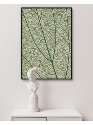 Metal Çerçeveli Gerçek Camlı Tablo, Yaprak Damarları Temalı Soyut Tablo Dijital Baskı, Bitki,ev,ofis Tablo