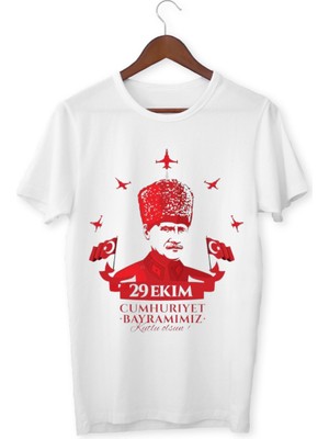 29 Ekim Cumhuriyet Bayramı Tişört 29 Ekim T-Shirt 102. Yıl Unisex Çocuk Yetişkin Beyaz Tişört