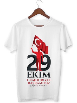 29 Ekim Cumhuriyet Bayramı Tişört 29 Ekim T-Shirt 102. Yıl Unisex Çocuk Yetişkin Beyaz Tişört