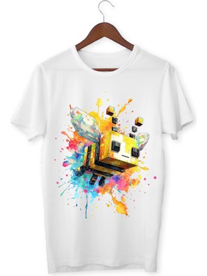 Mınecraft Çocuk Yetişkin Beyaz T-Shirt Unisex Çocuk Tişört