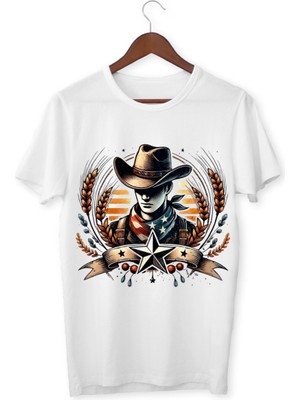 Kovboy Baskılı Tişört Çocuk Tişört Kovboy Unisex Yetişkin Tişört
