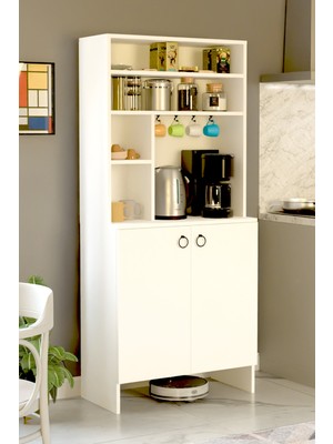 Kahve Köşesi Iki Kapaklı Çok Amaçlı Dolap Kabi Mutfak Dolabı Erzak Dolabı Kiler Dolabı