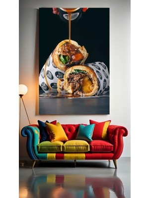 Özkacar Group Soslu Dürümler Ev Duvar Salon Güzellik Salonu Ofis Dükkan Dekarasyon Kanvas Tablo