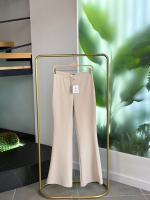 Armine 25KT204 Bej Kadın Ispanyol Paça Kumaş Pantolon