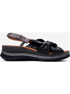 Dericlub Kadın Dolgu Topuk Sandalet Gerçek Deri Zy 8066 Siyah/bronz