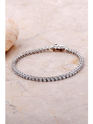 Sümer Telkari Su Yolu Pırlanta Montürlü Gümüş Bileklik