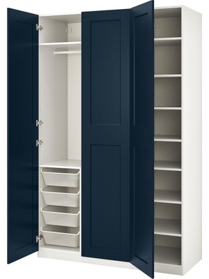 Pax Gardırop, Beyaz-Koyu Mavi, 150X60X236 cm