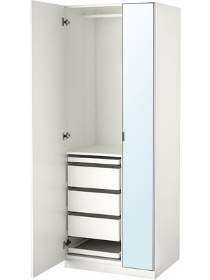 Pax Gardırop, Beyaz-Aynalı Cam, 75X60X201 cm