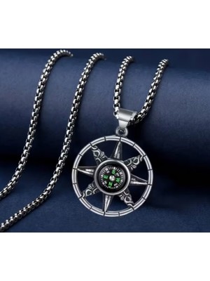 Voyageaccessory Paslanmaz Çelik Gemici Pusula Kolye /kuzey Yıldız Kolye