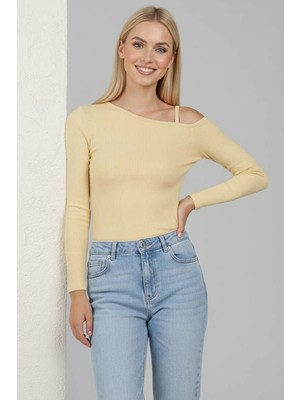 Tek Omuz Ipli Bluz Sarı T4328