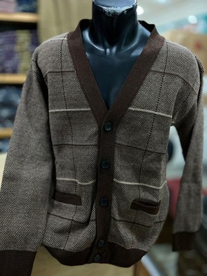 Erkek Triko Düğmeli Cepli Desenl Ihırka