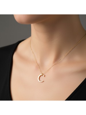 Tabitela 14 Ayar Altın Kolye Ucu Harf C   GM9472 1 gr