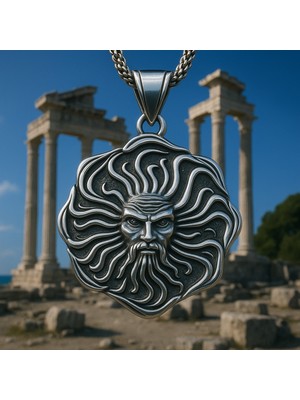 Unisex Çelik Apollon Güneş Tanrısı Kolye | Mitolojik Tasarım Takı