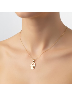TabiTela 14 ayar altın kolye ucu Hamsa / Fatma’nın Eli GM9395 1 gr