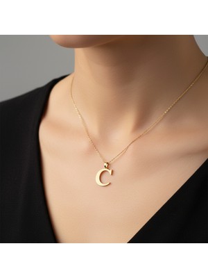 Tabitela 8 Ayar Altın Kolye Ucu Harf C   GM9478 1 gr