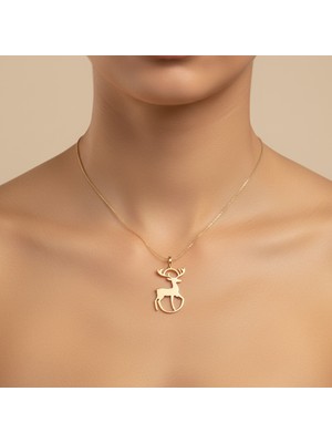 TabiTela 14 ayar altın kolye ucu Ren Geyiği GM9319 1 gr