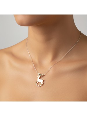 TabiTela 14 ayar altın kolye ucu Ren Geyiği GM9333 1 gr