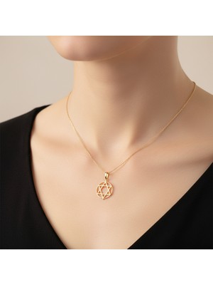 TabiTela 14 ayar altın kolye ucu Davud’un Yıldızı / Magen David GM9405 1 gr