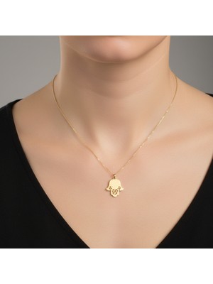 Tabitela 8 Ayar Altın Kolye Ucu Hamsa / Fatma’nın Eli GM9393 1 gr