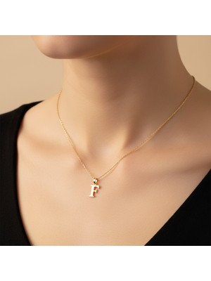 TabiTela 8 ayar altın kolye ucu Harf F   GM9639 0.5 gr