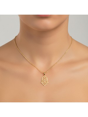 TabiTela 8 ayar altın kolye ucu Hamsa / Fatma’nın Eli GM9382 0.5 gr