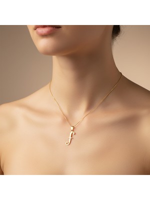 Tabitela 8 Ayar Altın Kolye Ucu Harf F   GM9645 1 gr