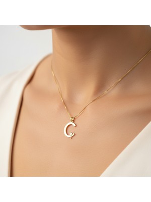 Tabitela 8 Ayar Altın Kolye Ucu Harf C   GM9477 1 gr