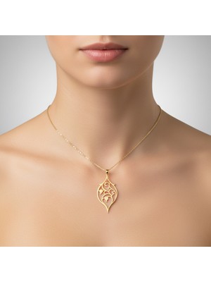 TabiTela 8 ayar altın kolye ucu Çobanpüskülü ve Ökseotu GM9280 0.5 gr