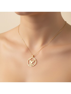 TabiTela 8 ayar altın kolye ucu Ren Geyiği GM9337 1 gr